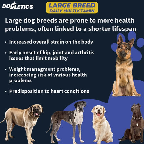 DOGLETICS - Dogletics Large Breed Daily Multivitamin Bacon Flavor 90 Masticables - The Red Vitamin MX - Multivitamínicos Para Perros - {{ shop.shopifyCountryName }}