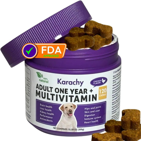KARACHY - Karachy Multivitamins for Adult Dogs 120 Tabletas Masticables - The Red Vitamin MX - Multivitamínicos Para Perros - {{ shop.shopifyCountryName }}