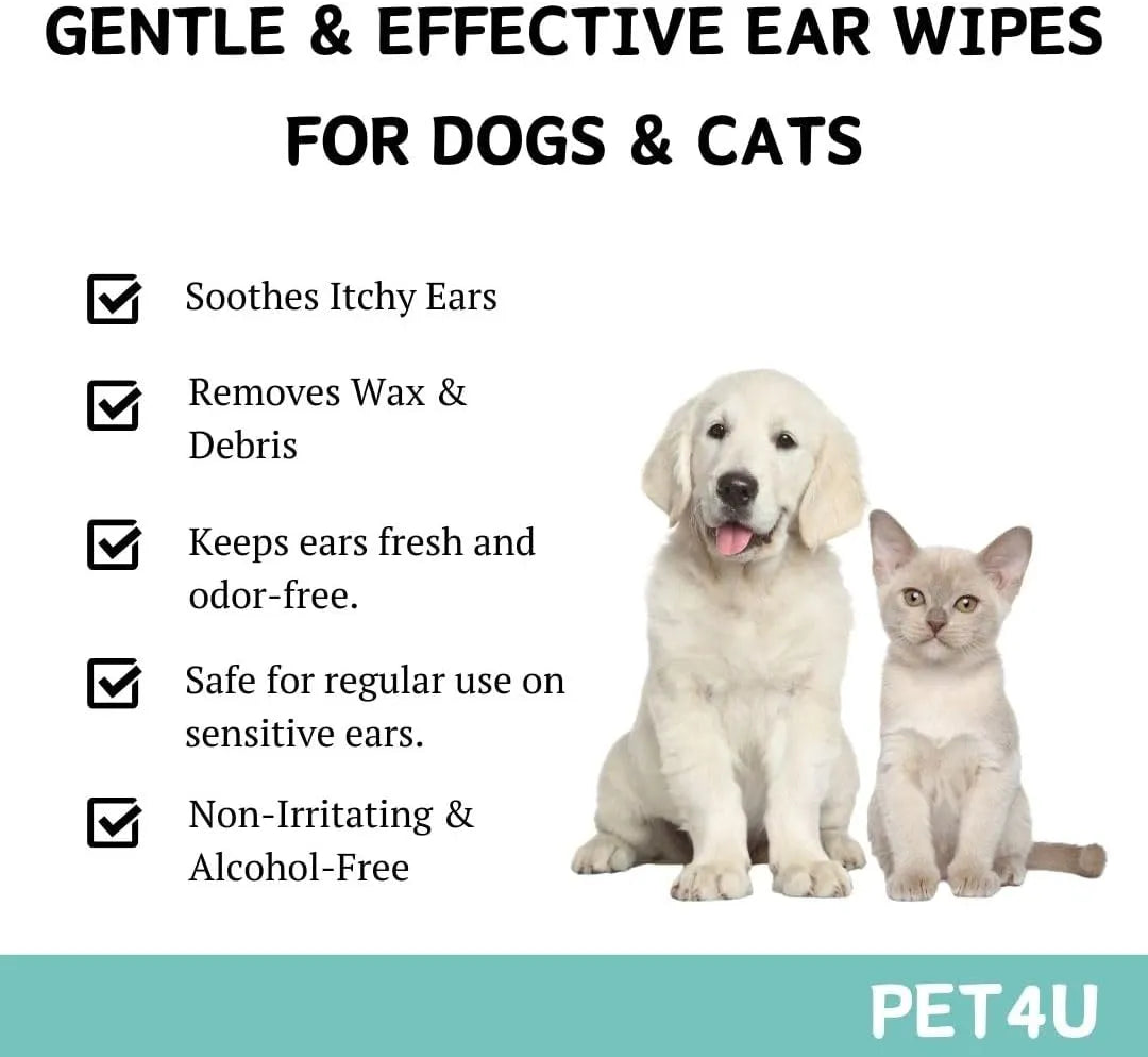 PET4U - PET4U Gentle Ear Wipes for Dogs and Cats 120 Toallitas - The Red Vitamin MX - Cuidado Del Oído De Perros - {{ shop.shopifyCountryName }}