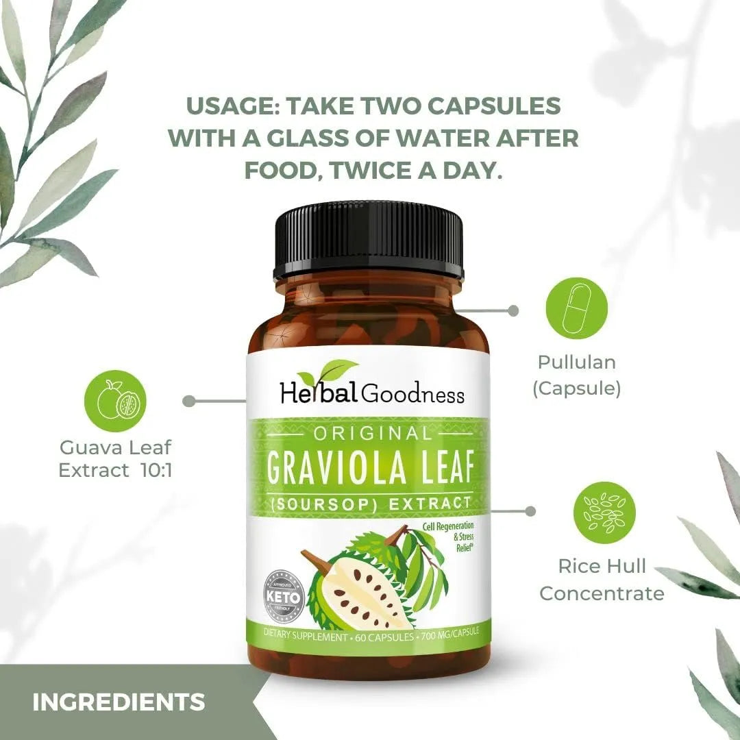 HERBAL GOODNESS - Herbal Goodness Graviola Soursop 700Mg. 60 Capsulas - The Red Vitamin MX - Suplementos Alimenticios - {{ shop.shopifyCountryName }}