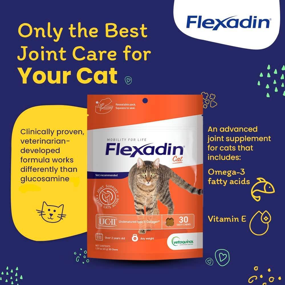 Vetoquinol Flexadin Cat Hip and Joint Support Chew 30 Masticables