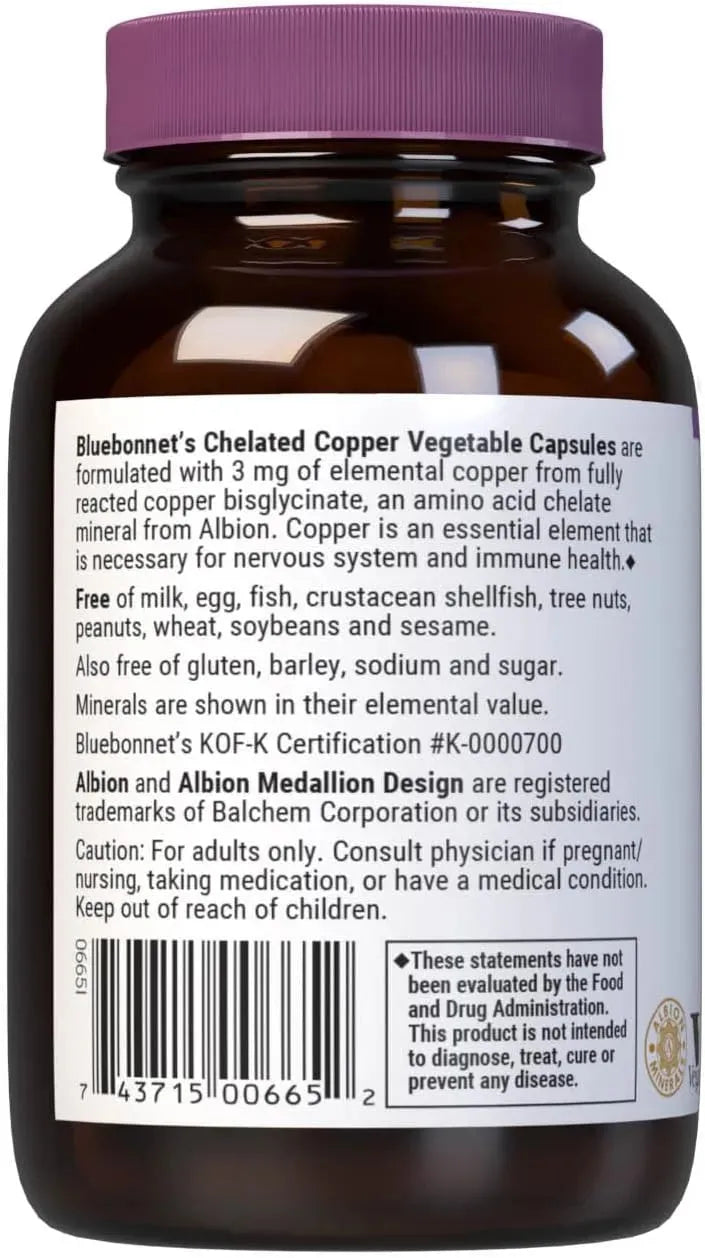 BLUEBONNET NUTRITION - Bluebonnet Nutrition Albion Chelated Copper 90 Capsulas - The Red Vitamin MX - Suplementos Alimenticios - {{ shop.shopifyCountryName }}