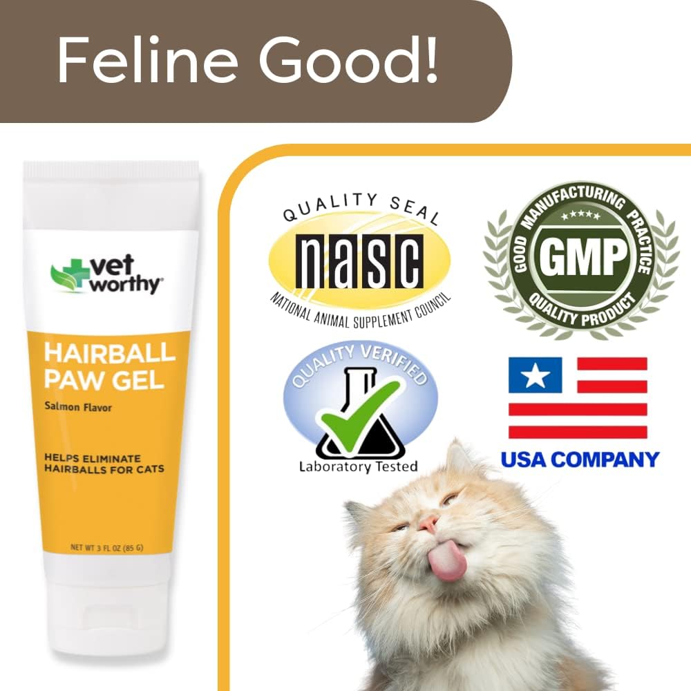 Vet Worthy Hairball Paw Gel Aid for Cats 5 Oz.