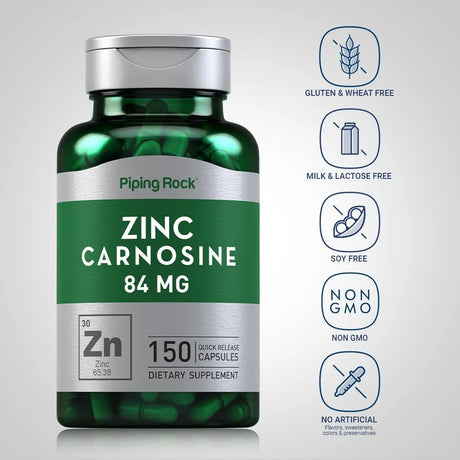 PIPING ROCK - Piping Rock Zinc Carnosine 84Mg. 150 Capsulas - The Red Vitamin MX - Suplementos Alimenticios - {{ shop.shopifyCountryName }}