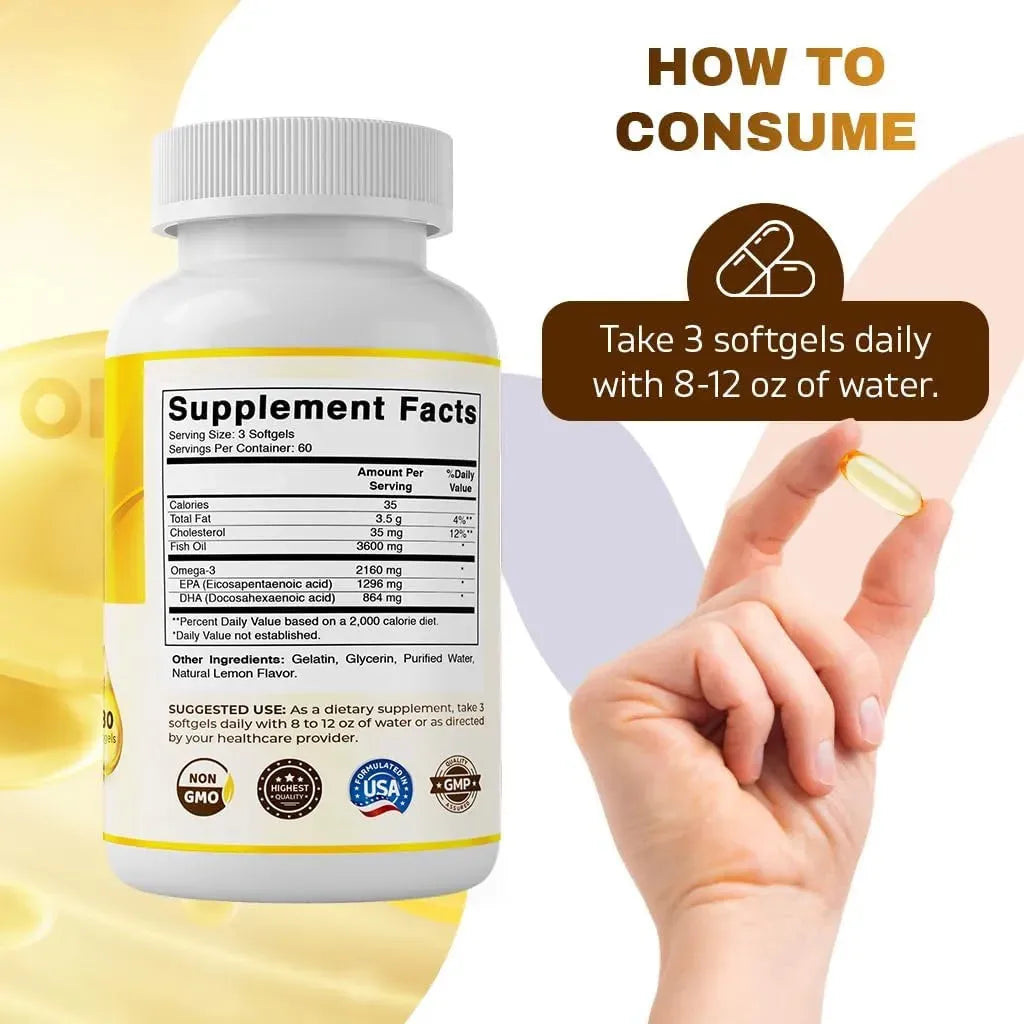 VITAMATIC - Vitamatic Triple Strength Omega 3 Fish Oil 3600Mg. 180 Capsulas Blandas - The Red Vitamin MX - Suplementos Alimenticios - {{ shop.shopifyCountryName }}