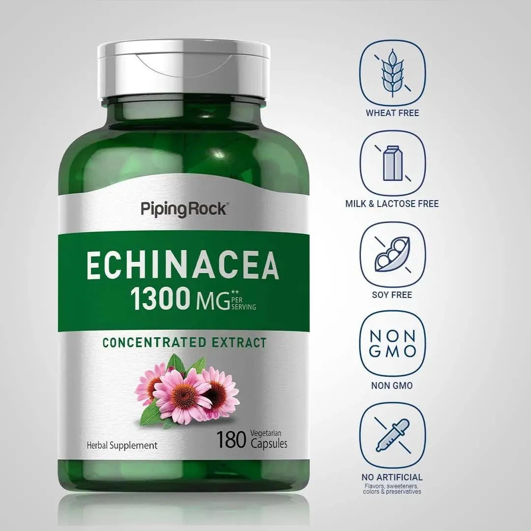HORBAACH - Piping Rock Echinacea Extract 1300Mg. 180 Capsulas - The Red Vitamin MX - Suplementos Alimenticios - {{ shop.shopifyCountryName }}