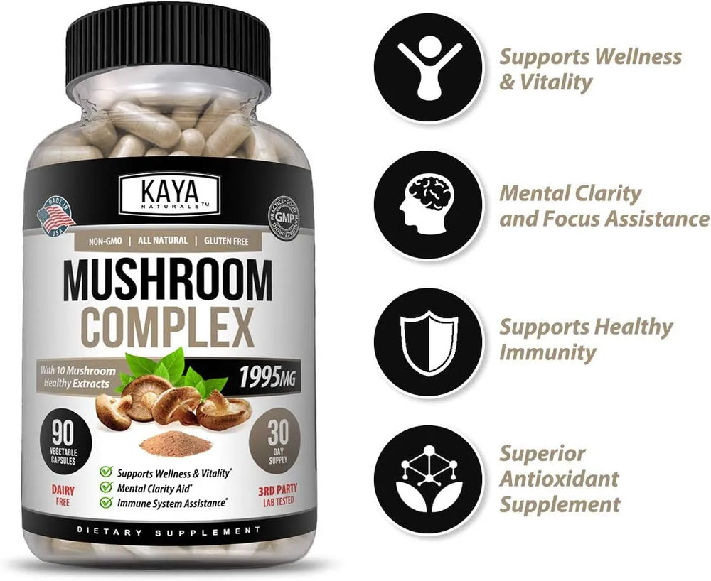 KAYA NATURALS - Kaya Naturals Mushroom Complex 90 Capsulas - The Red Vitamin MX - Suplementos Alimenticios - {{ shop.shopifyCountryName }}