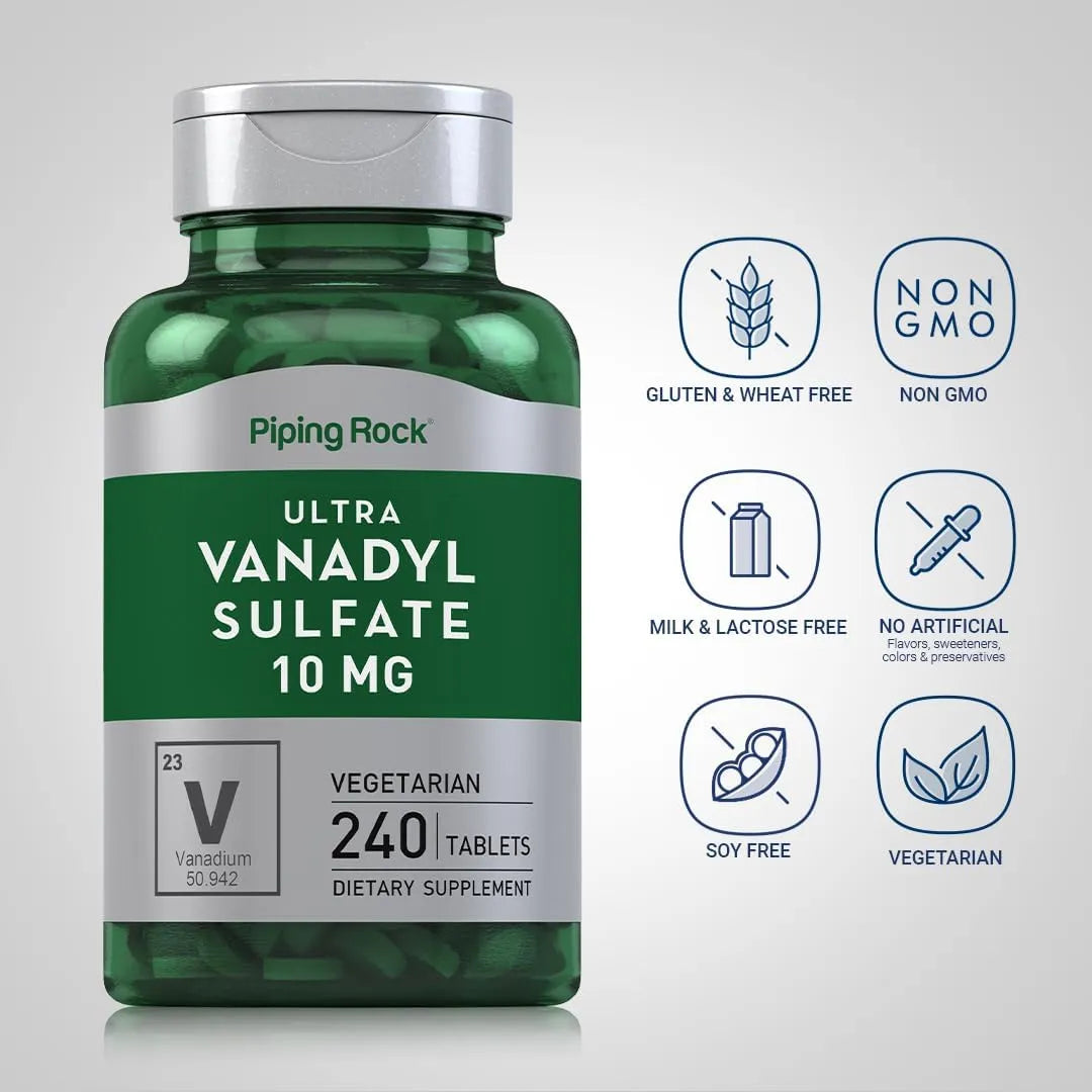 PIPING ROCK - Piping Rock Vanadyl Sulfate 10Mg. 240 Tabletas - The Red Vitamin MX - Suplementos Alimenticios - {{ shop.shopifyCountryName }}