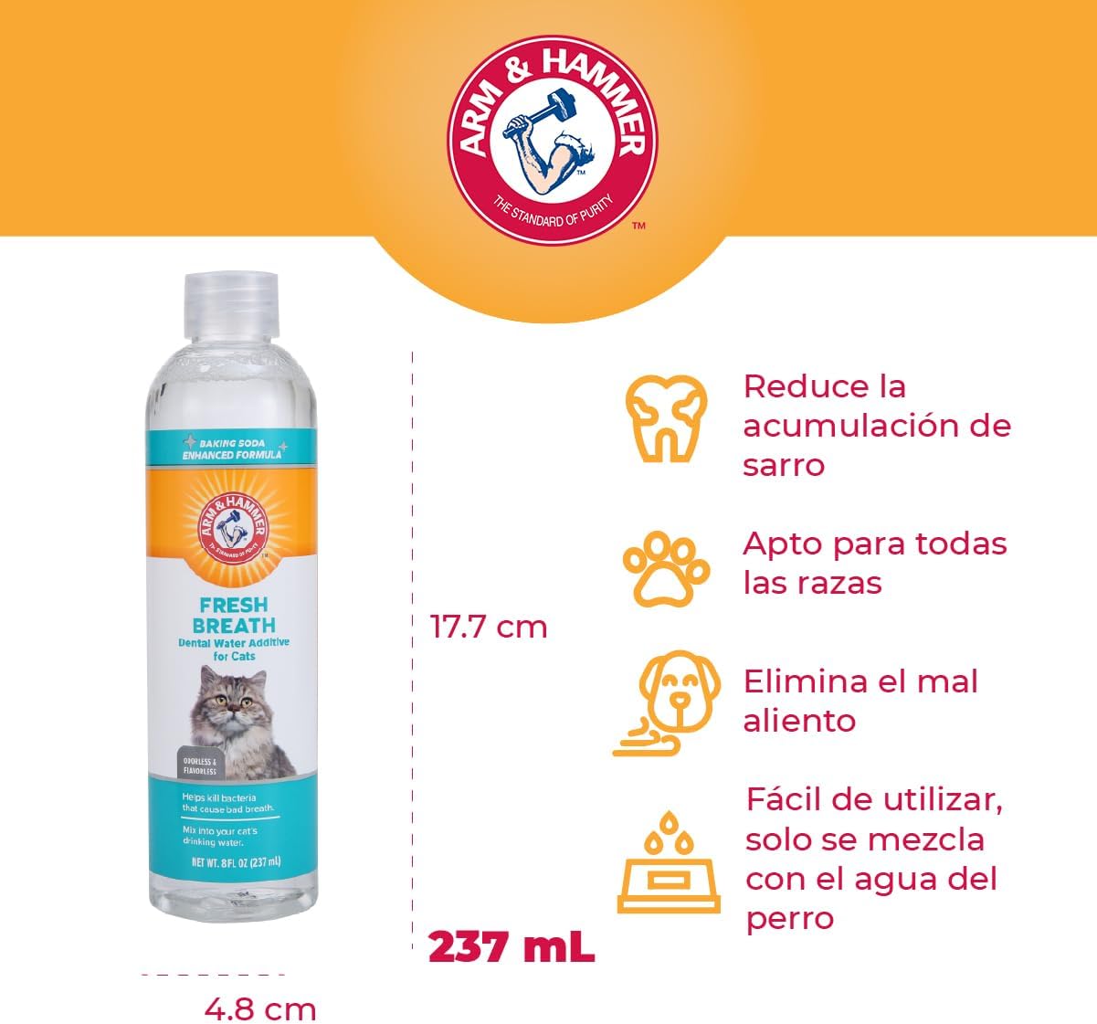 Arm & Hammer for Pets Advanced Care Dental Water Additive for Cats 237Ml.