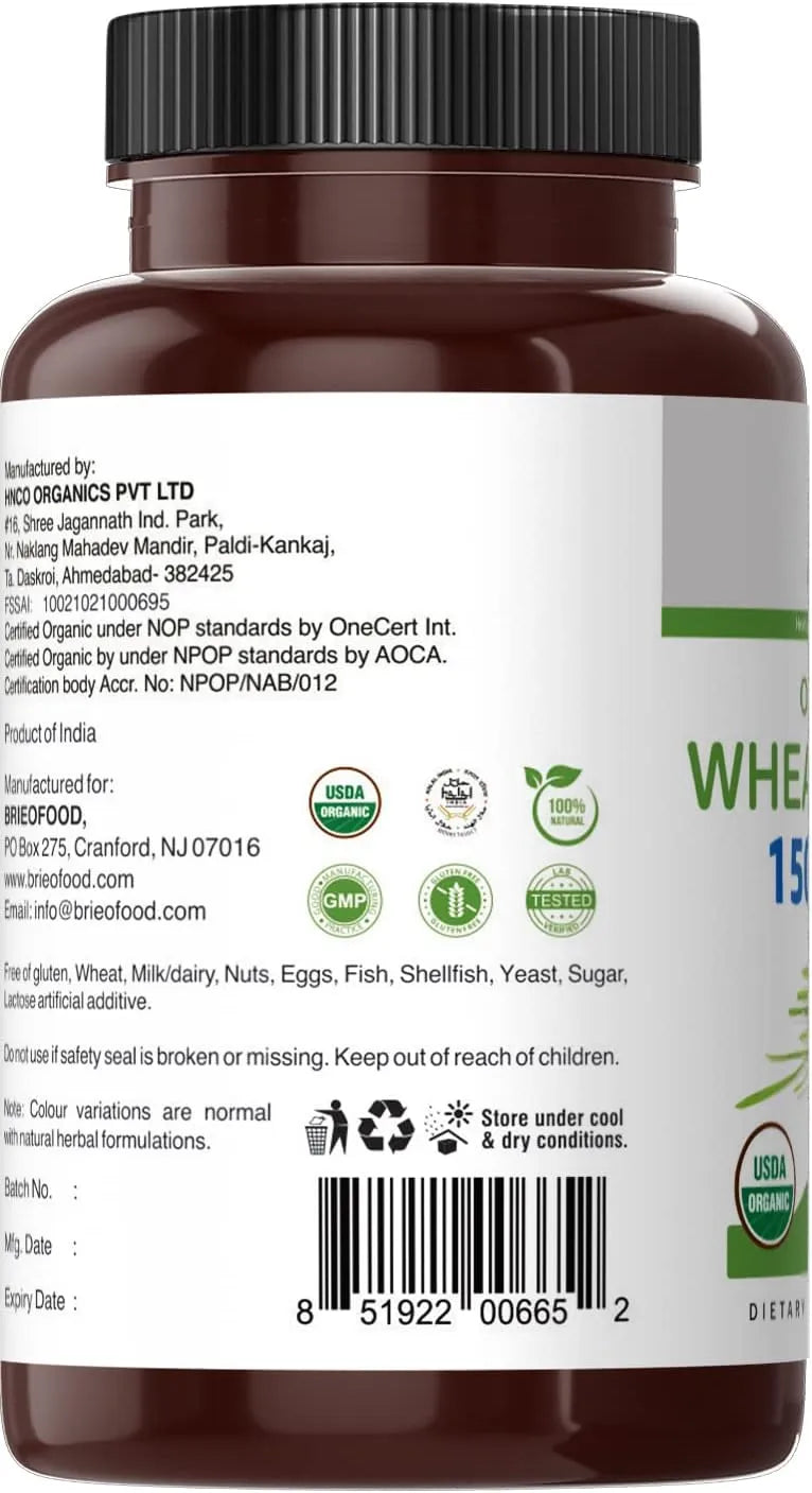 BRIEOFOOD - Brieofood Organic Wheatgrass 1500Mg 90 Tabletas - The Red Vitamin MX - Suplementos Alimenticios - {{ shop.shopifyCountryName }}