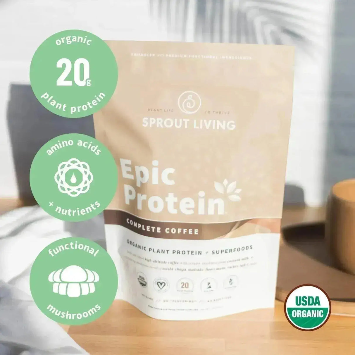 SPROUT LIVING - Sprout Living Epic Protein Plant Based Protein & Superfoods Powder Complete Coffee 456Gr. - The Red Vitamin MX - Suplementos Alimenticios - {{ shop.shopifyCountryName }}