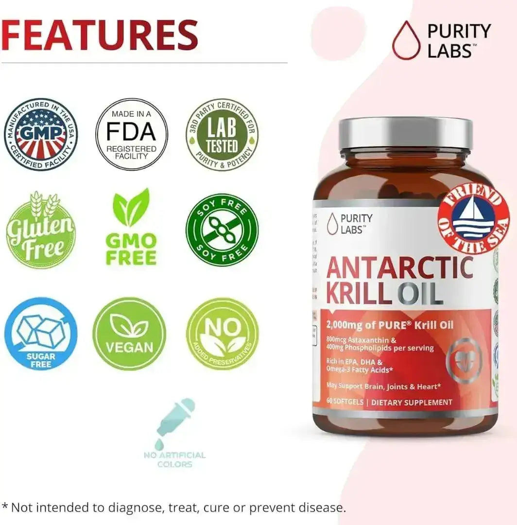PURITY LABS - Purity Labs Antarctic Krill Oil 2000Mg. 60 Capsulas Blandas - The Red Vitamin MX - Suplementos Alimenticios - {{ shop.shopifyCountryName }}