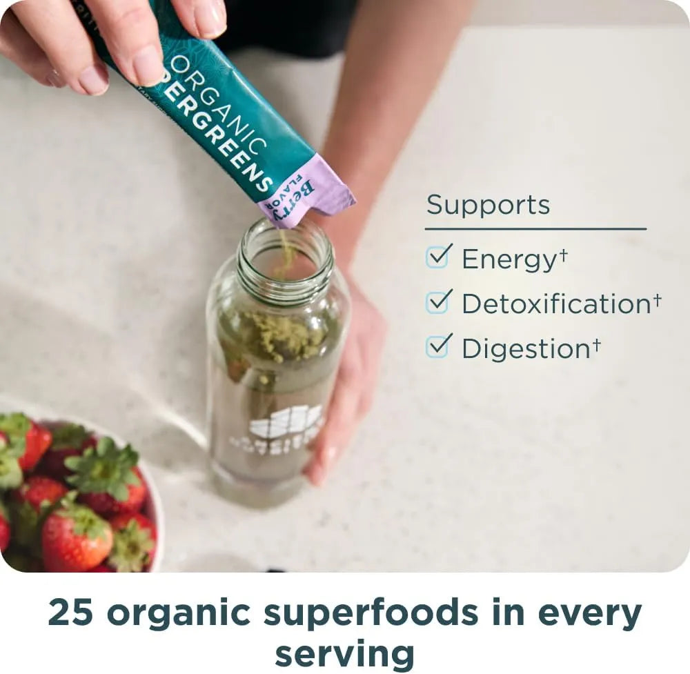 ANCIENT NUTRITION - Ancient Nutrition SuperGreens Powder with Probiotics Organic Berry Flavor 16 Paquetes - The Red Vitamin MX - Suplementos Alimenticios - {{ shop.shopifyCountryName }}