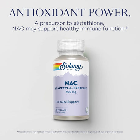 SOLARAY - SOLARAY NAC N Acetyl Cysteine 600Mg. 60 Capsulas - The Red Vitamin MX - Suplementos Alimenticios - {{ shop.shopifyCountryName }}