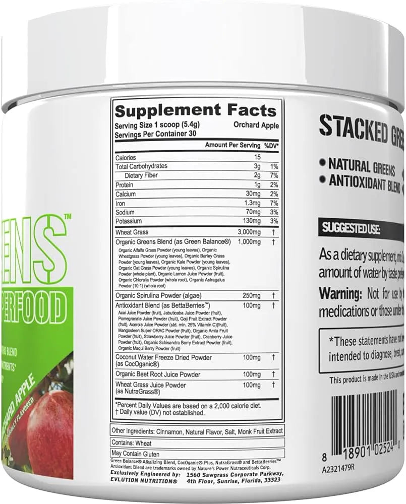 EVLUTION - Evlution Nutrition Stacked Greens 30 Servicios Orchard Apple 162Gr. - The Red Vitamin MX - Suplementos Alimenticios - {{ shop.shopifyCountryName }}