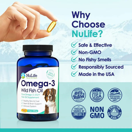 NULIFE - NuLife Pure Omega 3 Fish Oil for Dogs 180 Capsulas - The Red Vitamin MX - Aceite De Pescado Para Perros - {{ shop.shopifyCountryName }}