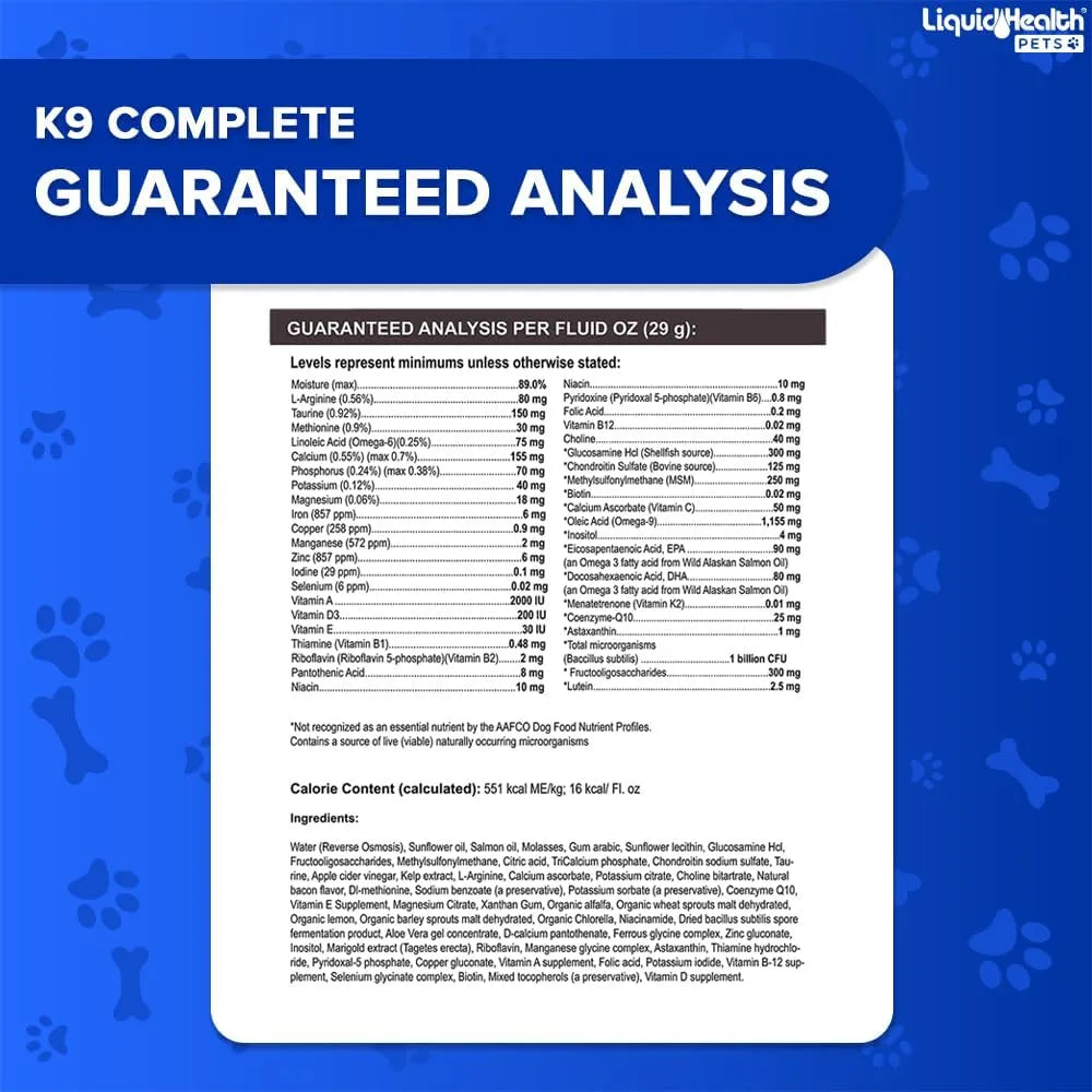 LIQUIDHEALTH - LIQUIDHEALTH Pets K9 Complete 8-in-1 Liquid Multivitamin 32 Fl.Oz. - The Red Vitamin MX - Multivitamínicos Para Perros - {{ shop.shopifyCountryName }}