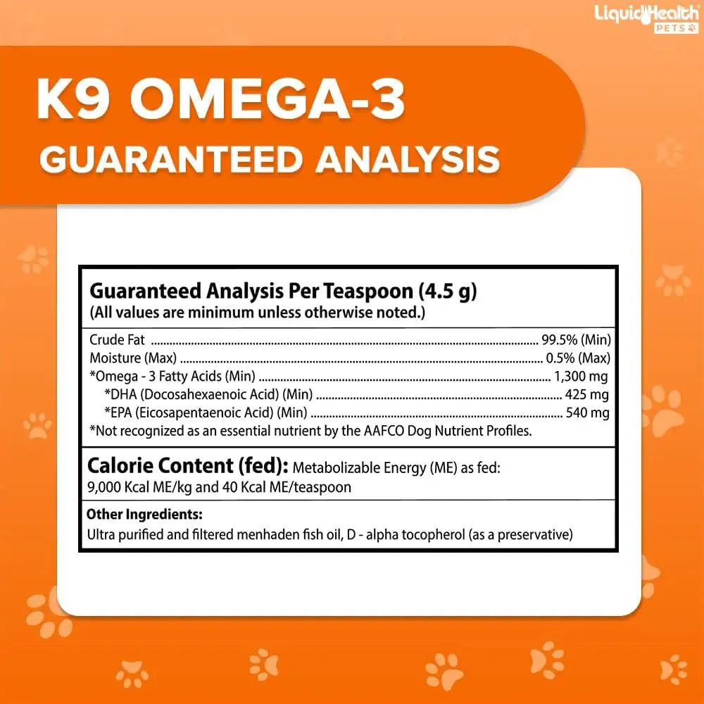 LIQUIDHEALTH - Liquid Health Pets K9 Omega 3 Fish Oil for Dogs 16 Fl.Oz. - The Red Vitamin MX - Aceite De Pescado Para Perros - {{ shop.shopifyCountryName }}