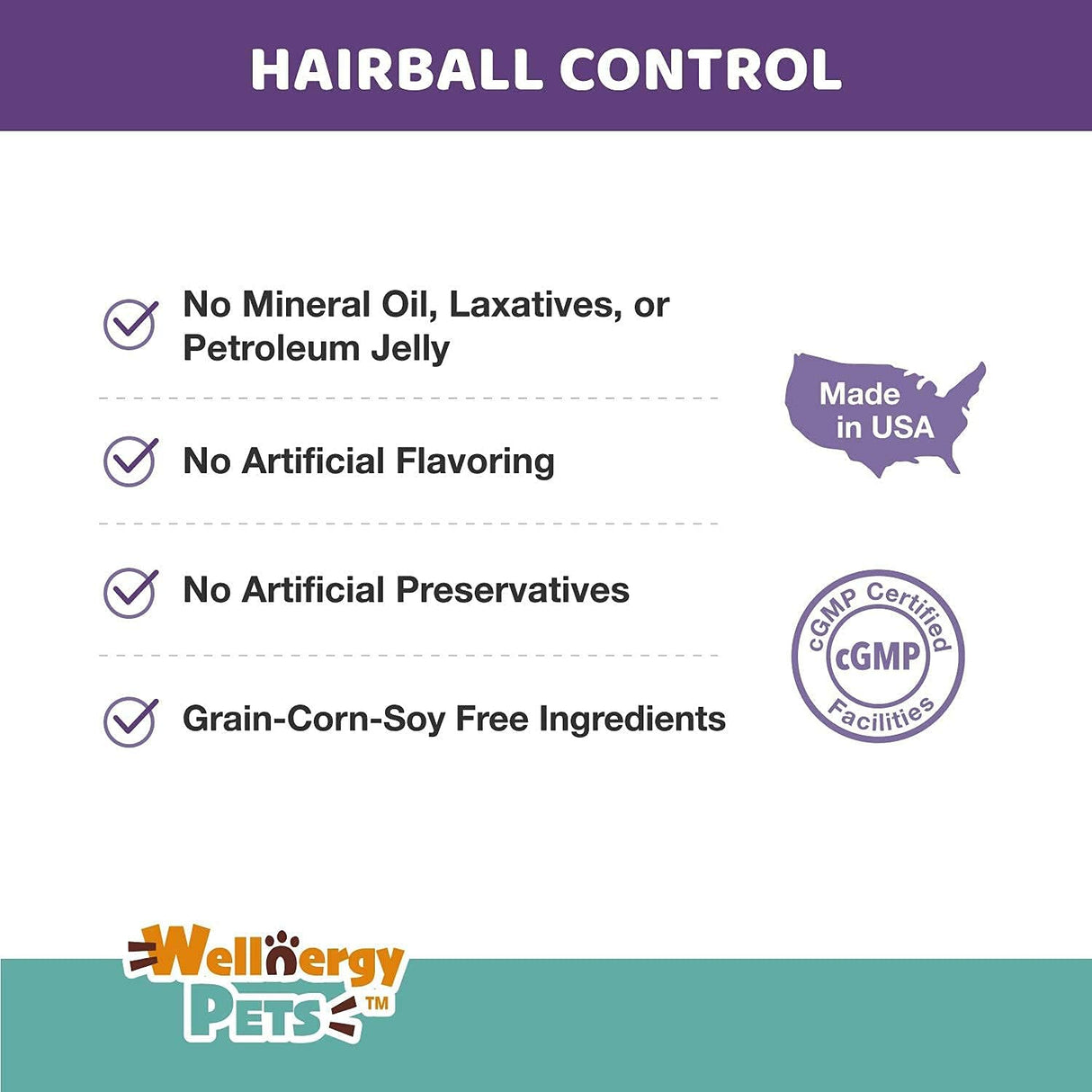Wellnergy Pets Natural Hairball Control Chews for Cats 70 Masticables