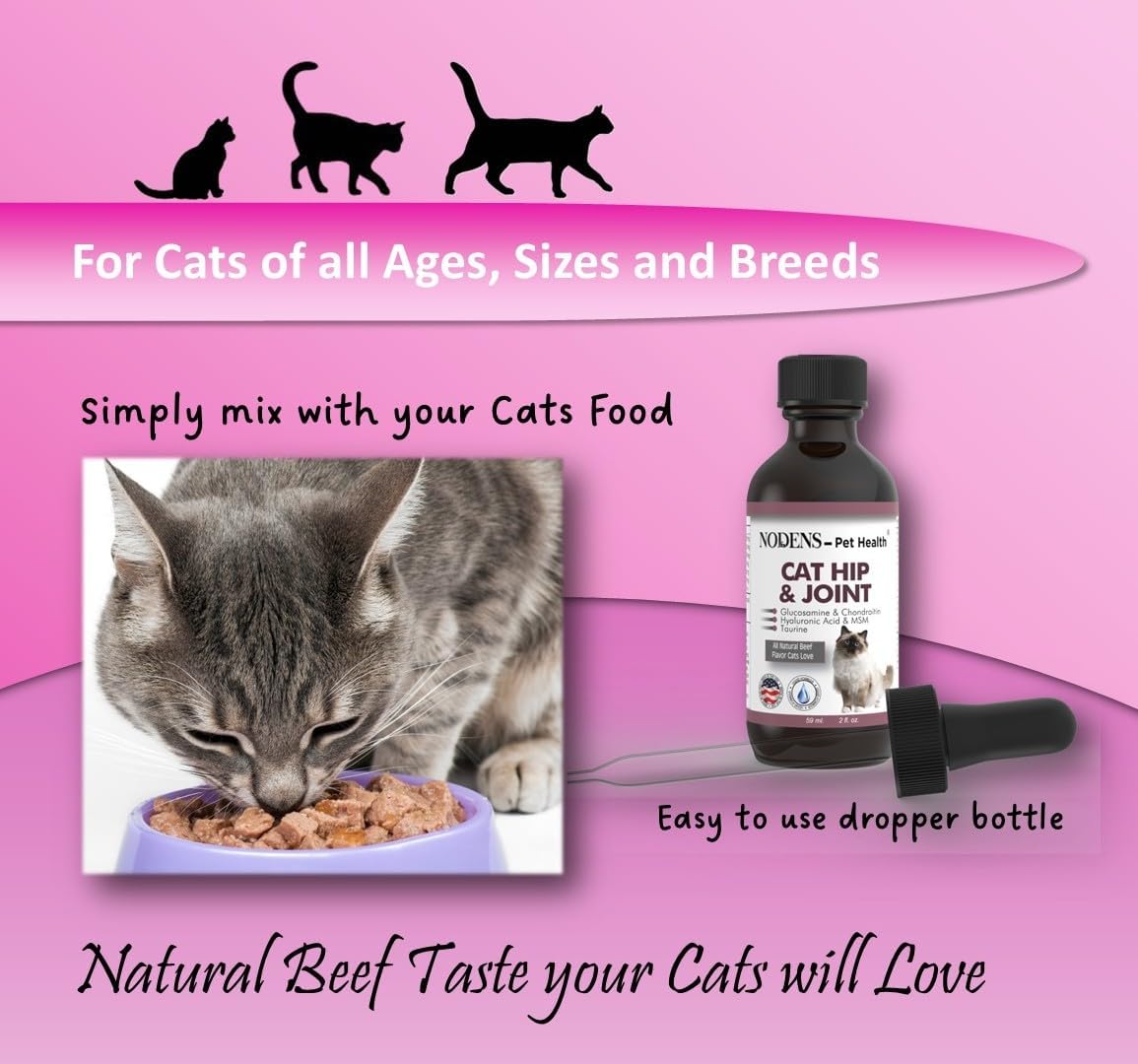 NODENS CAT Hip and Joint Glucosamine for Cats with Chondroitin 2 Fl.Oz.