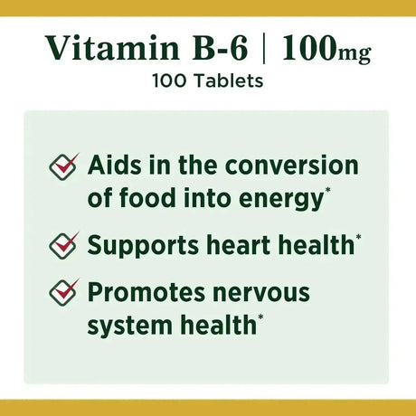 NATURE'S BOUNTY - Nature's Bounty Vitamin B6 100Mg. 100 Tabletas - The Red Vitamin MX - Suplementos Alimenticios - {{ shop.shopifyCountryName }}