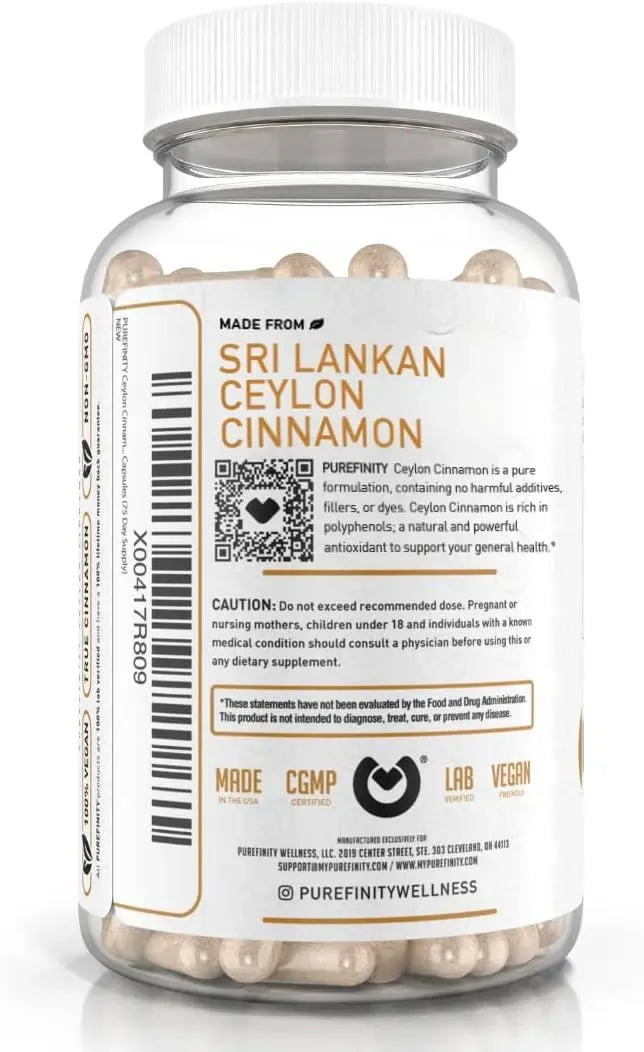 PUREFINITY - PUREFINITY Ceylon Cinnamon Organic 1500Mg. 60 Capsulas - The Red Vitamin MX - Suplementos Alimenticios - {{ shop.shopifyCountryName }}