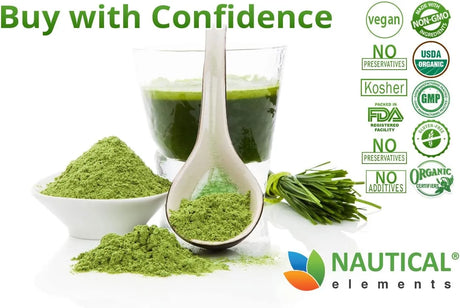 NAUTICAL ELEMENTS - Nautical Elements Wheatgrass Powder 200Gr. - The Red Vitamin MX - Suplementos Alimenticios - {{ shop.shopifyCountryName }}