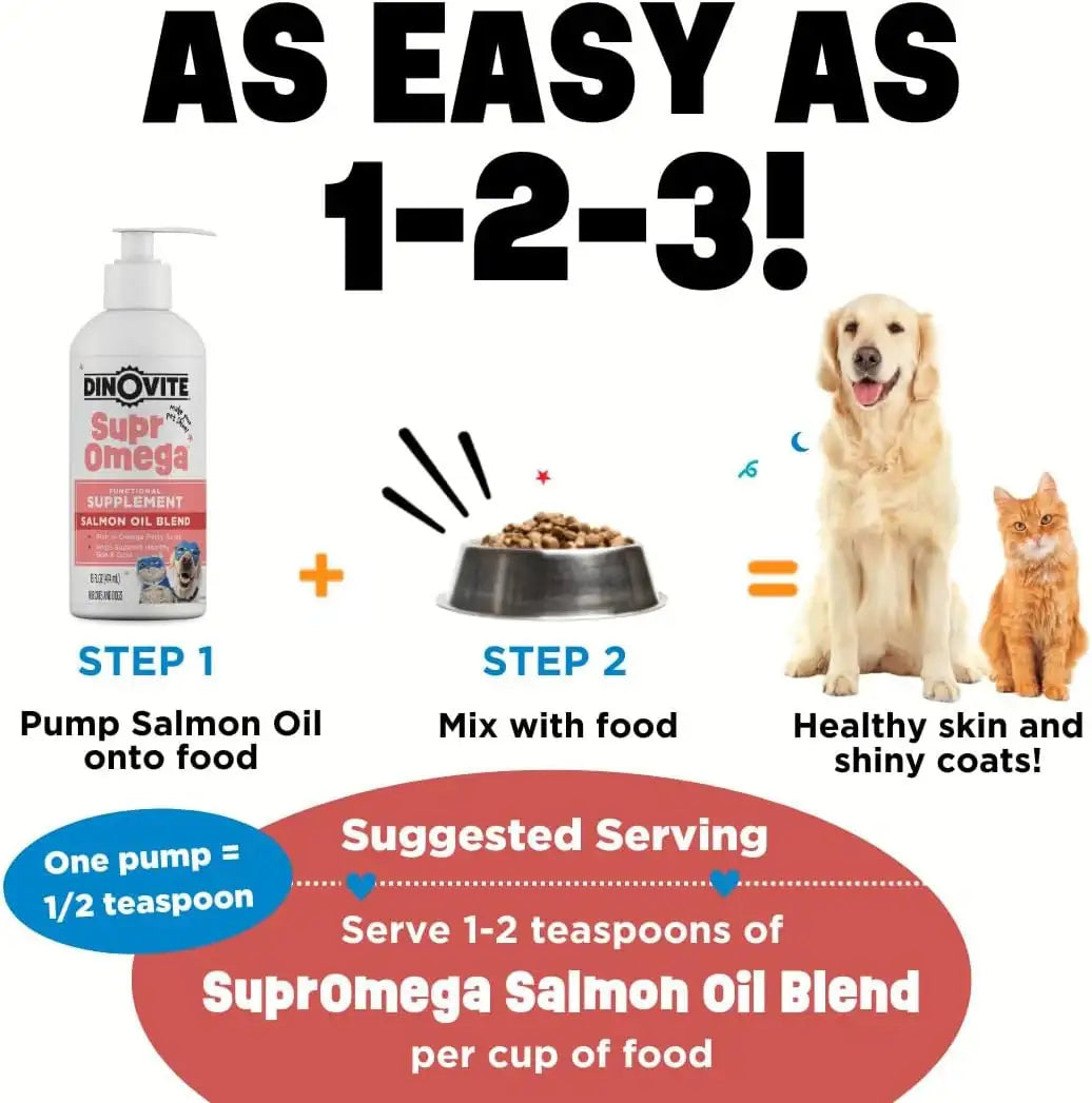 DINOVITE - Dinovite SuprOmega Wild Caught Salmon Oil for Dogs & Cats 16 Fl.Oz. - The Red Vitamin MX - Aceite De Pescado Para Perros - {{ shop.shopifyCountryName }}
