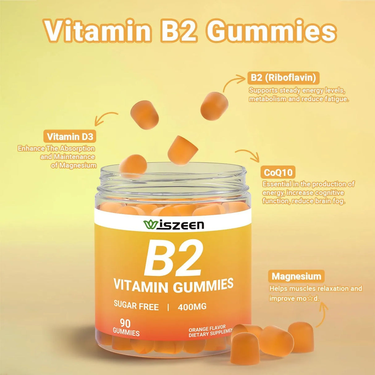 WISZEEN - Wiszeen Vitamin B2 Gummies 400Mg. 90 Gomitas 2 Pack - The Red Vitamin MX - Suplementos Alimenticios - {{ shop.shopifyCountryName }}