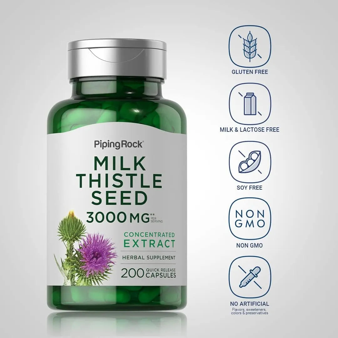 PIPING ROCK - Piping Rock Milk Thistle Seed 3000Mg. 200 Capsulas - The Red Vitamin MX - Suplementos Alimenticios - {{ shop.shopifyCountryName }}
