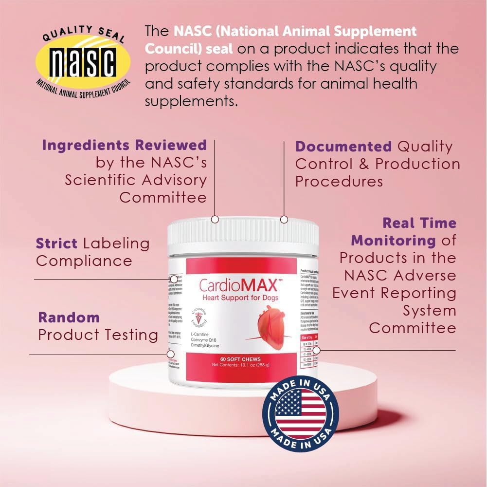 CARDIOMAX Heart Support Supplement for Dogs Vet-Formulated 60 Masticables