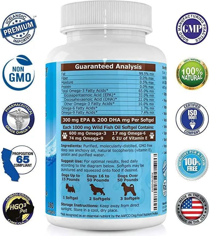 SCRUFFYPET - ScruffyPet Pure Omega 3 Wild Fish Oil for Dogs with Vitamin E 180 Capsulas Blandas - The Red Vitamin MX - Aceite De Pescado Para Perros - {{ shop.shopifyCountryName }}