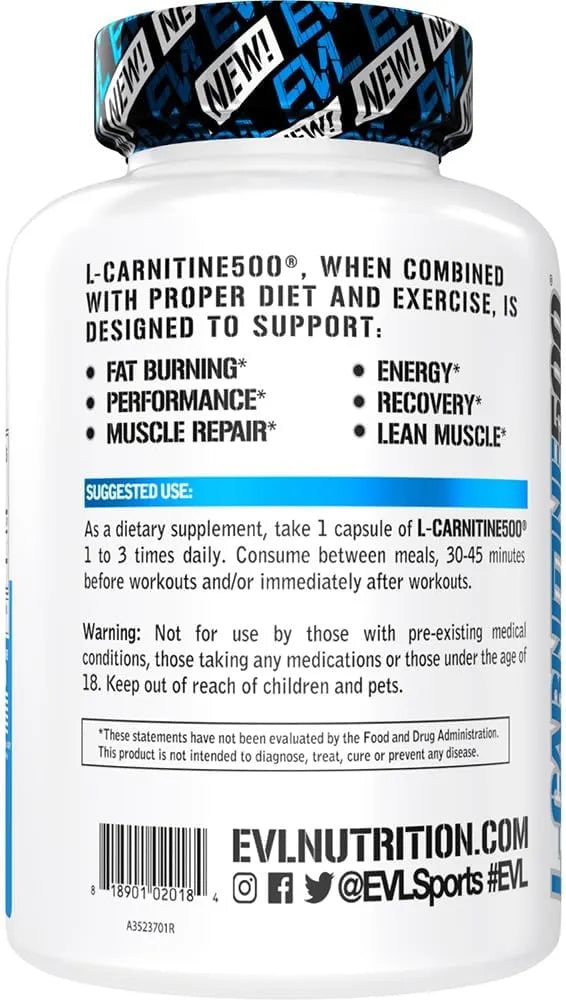 EVLUTION - EVL L-Carnitine 120 Capsulas - The Red Vitamin MX - Suplementos Alimenticios - {{ shop.shopifyCountryName }}
