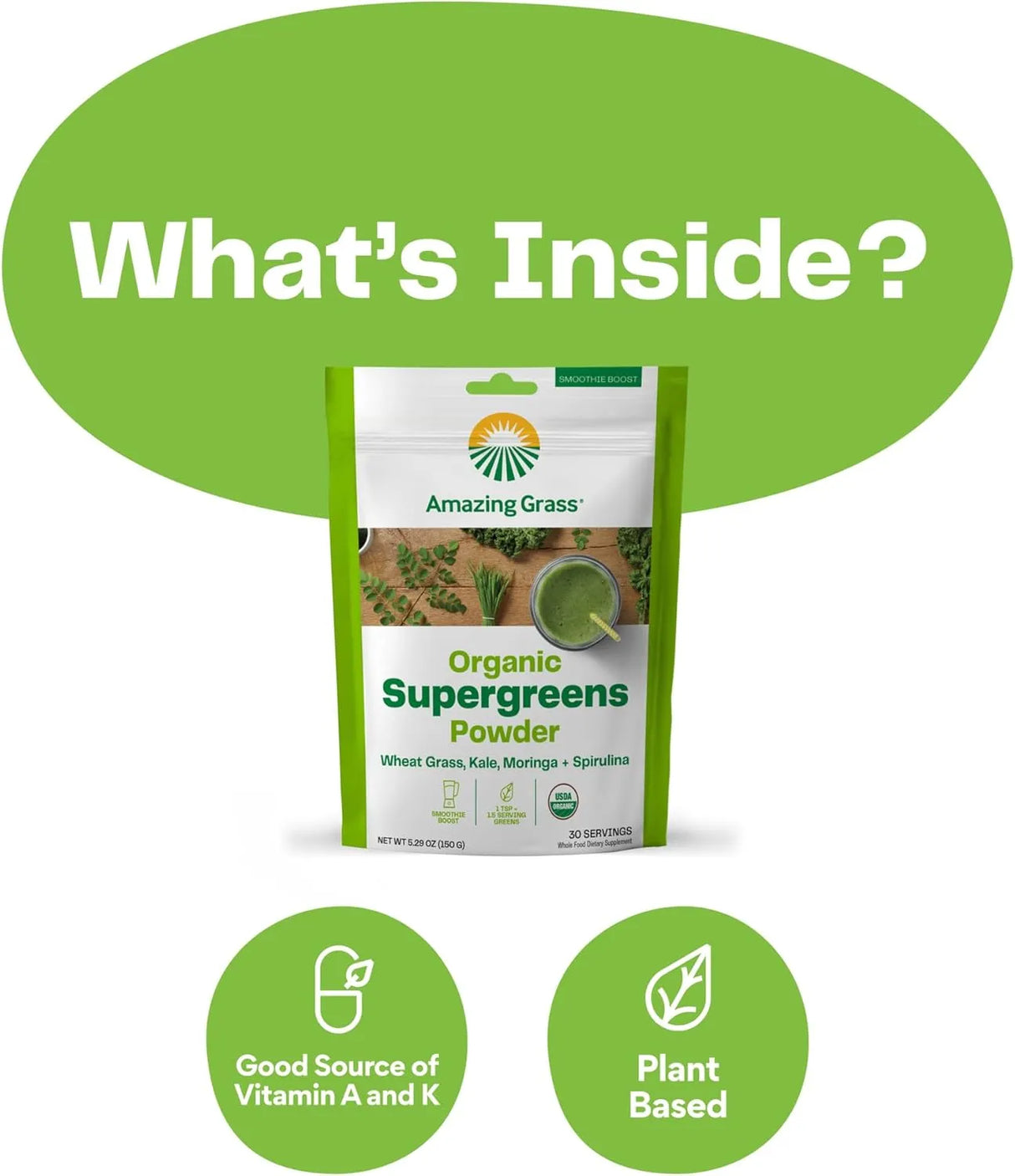 AMAZING GRASS - Amazing Grass Super Greens Powder 30 Servicios 150Gr. - The Red Vitamin MX - Suplementos Alimenticios - {{ shop.shopifyCountryName }}