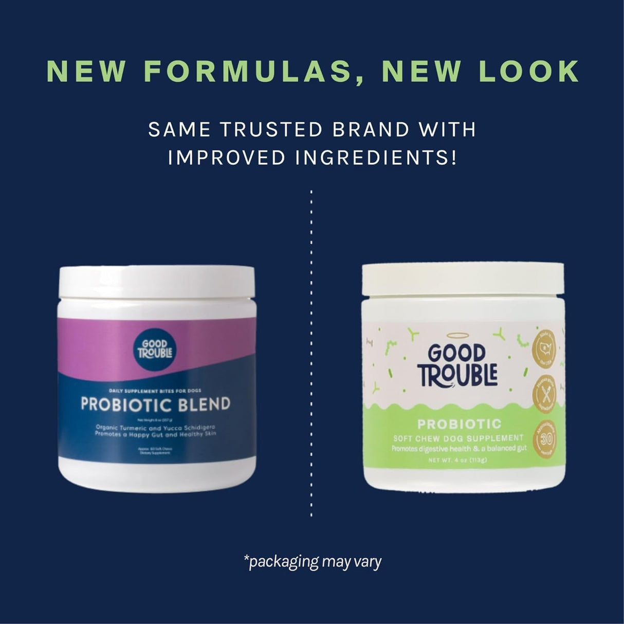 Good Trouble Pets Probiotic Supplement for Dogs Chicken Flavor 30 Masticables 2 Pack