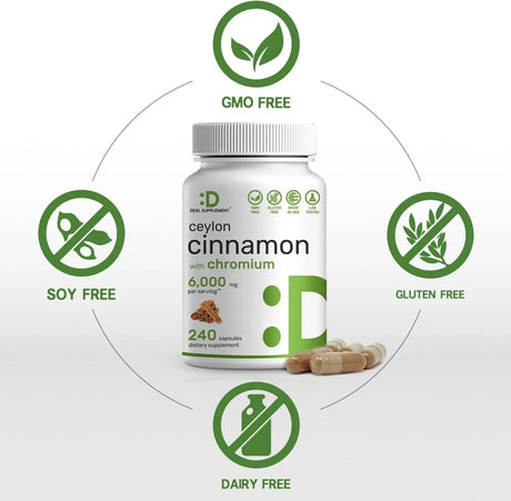 DEAL SUPPLEMENT - Deal Supplements Ceylon Cinnamon 6000Mg. with Chromium 1000mcg 240 Capsulas - The Red Vitamin MX - Suplementos Alimenticios - {{ shop.shopifyCountryName }}