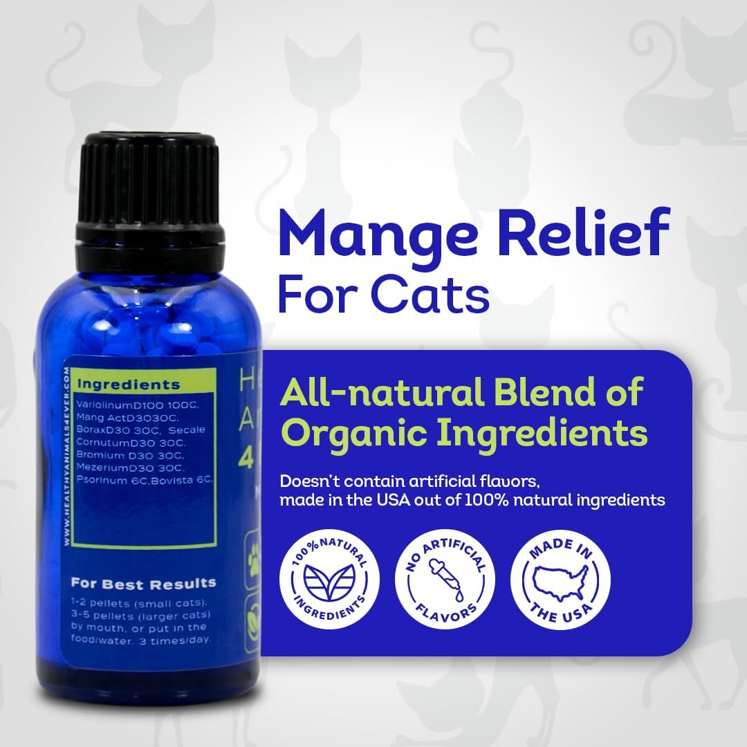 HA4E Mange Relief for Cats Treatment for Itchiness Scabs & Hair Loss 300 Tabletas