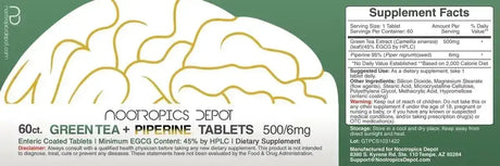 NOOTROPICS DEPOT - Nootropics Depot Green Tea Extract 500Mg. 60 Tabletas - The Red Vitamin MX - Suplementos Alimenticios - {{ shop.shopifyCountryName }}