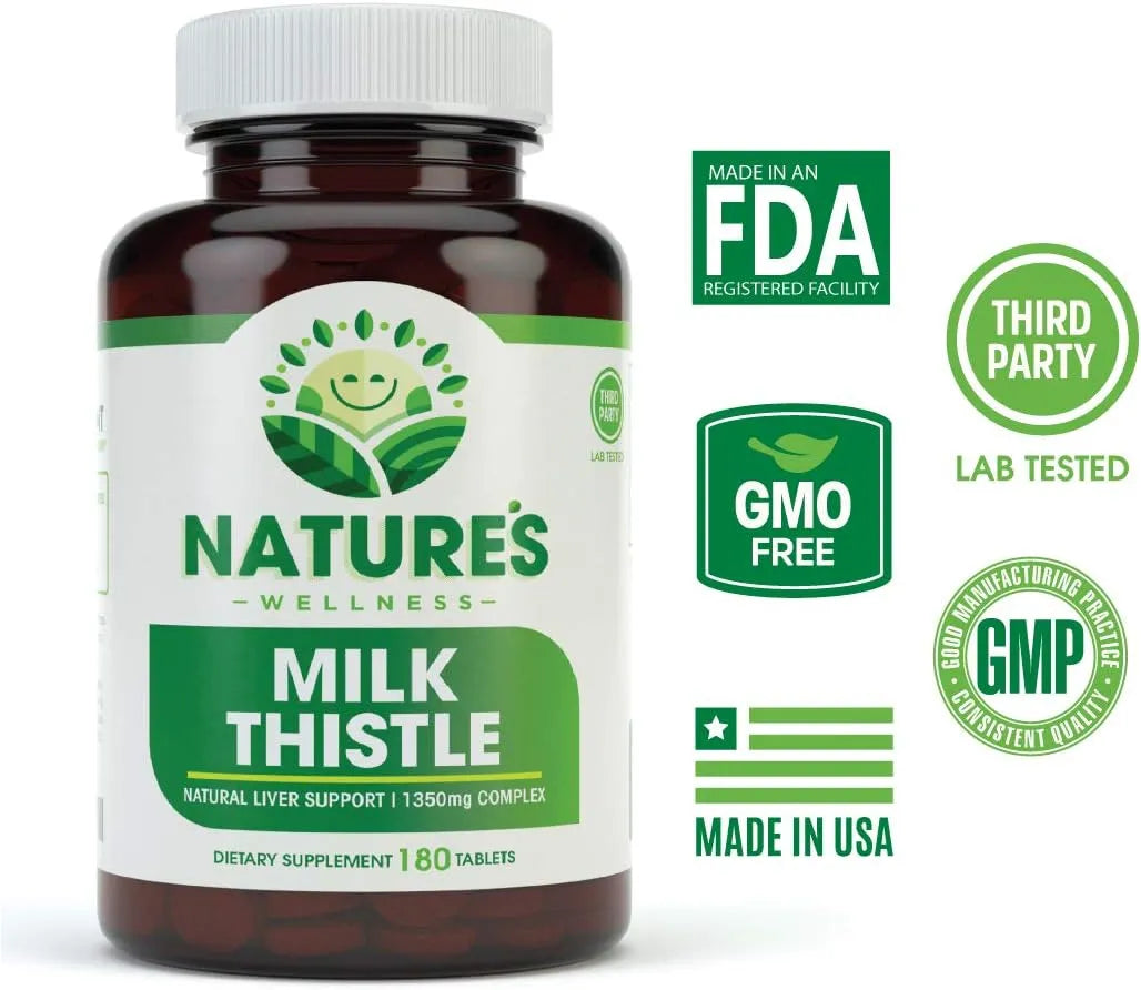 NATURES WELLNESS - Natures Wellness Milk Thistle 180 Tabletas - The Red Vitamin MX - Suplementos Alimenticios - {{ shop.shopifyCountryName }}