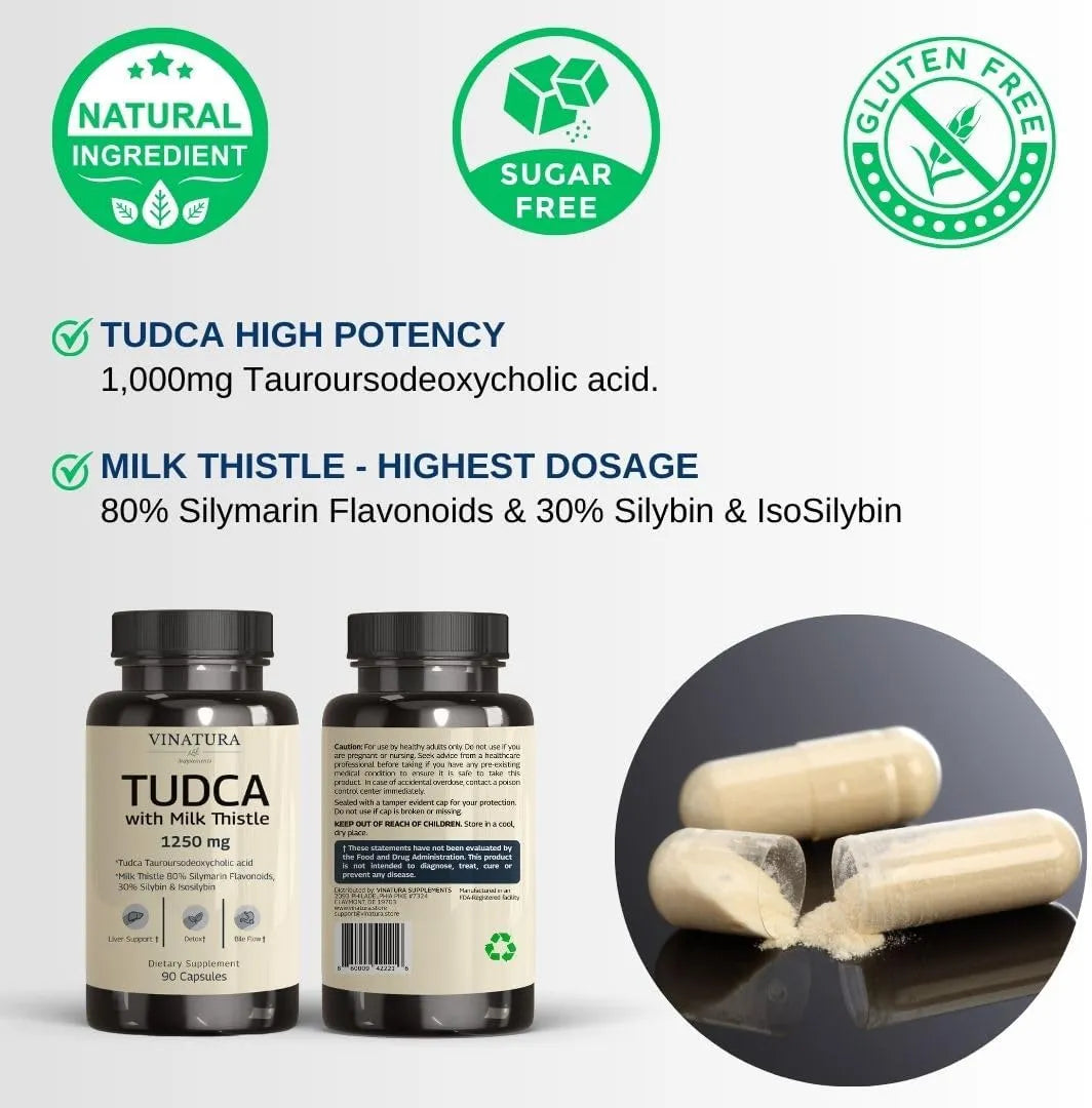 VINATURA - VINATURA TUDCA with Milk Thistle 1250Mg. 90 Capsulas - The Red Vitamin MX - Suplementos Alimenticios - {{ shop.shopifyCountryName }}