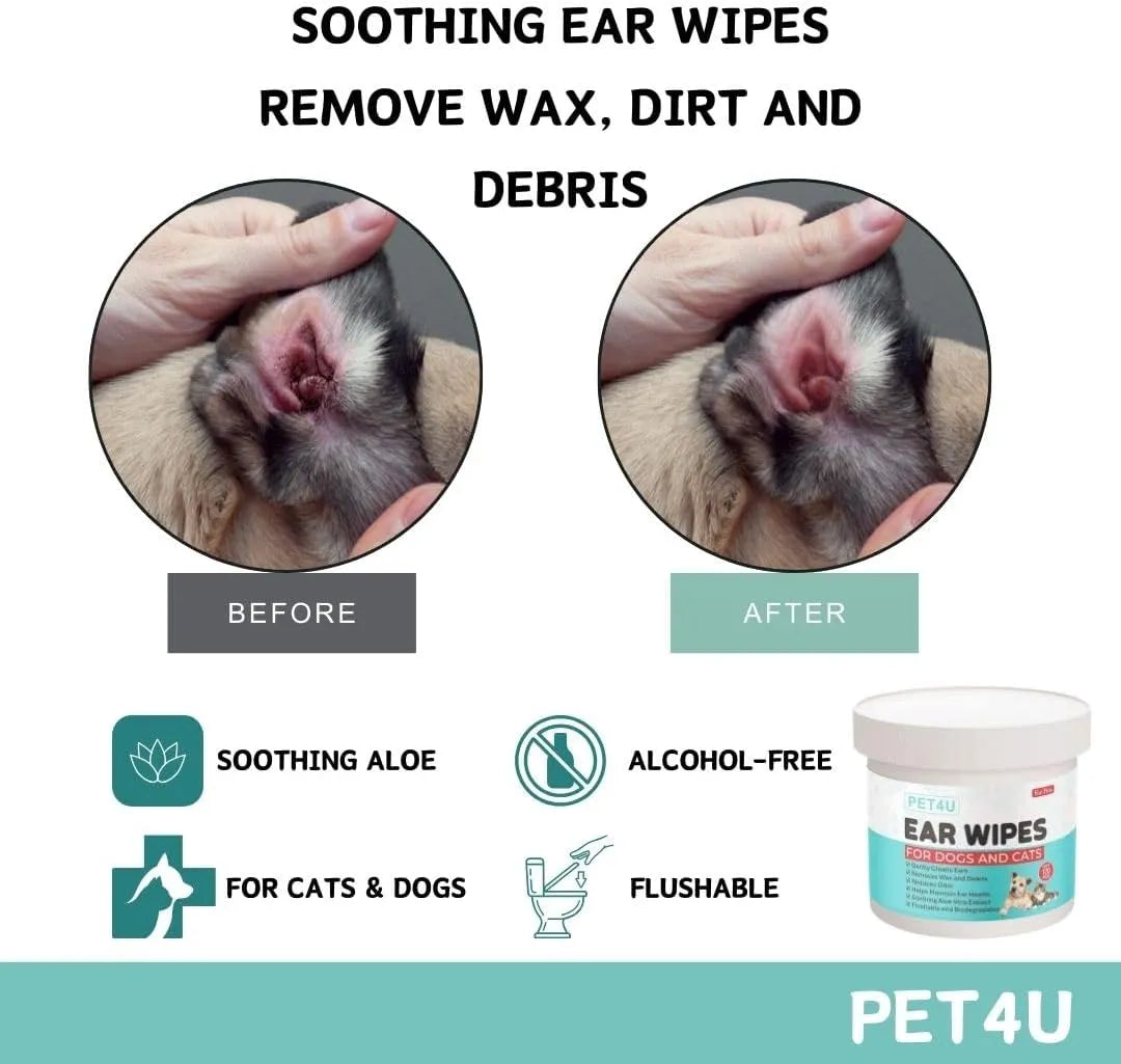 PET4U - PET4U Gentle Ear Wipes for Dogs and Cats 120 Toallitas - The Red Vitamin MX - Cuidado Del Oído De Perros - {{ shop.shopifyCountryName }}