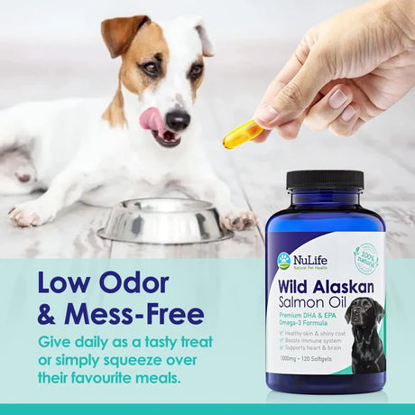 NULIFE - NuLife Pure Wild Alaskan Salmon Oil for Dogs 120 Capsulas Blandas - The Red Vitamin MX - Aceite De Pescado Para Perros - {{ shop.shopifyCountryName }}