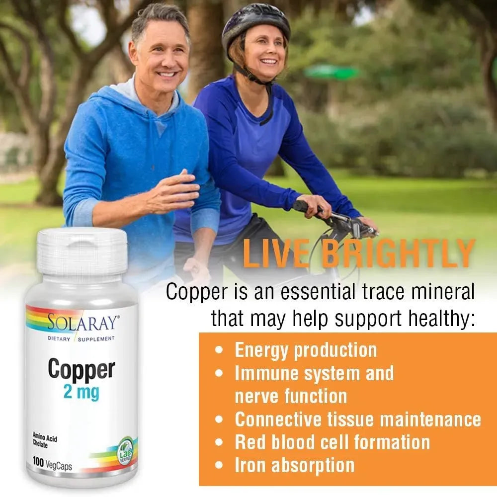 SOLARAY - Solaray Copper 2Mg. 100 Capsulas - The Red Vitamin MX - Suplementos Alimenticios - {{ shop.shopifyCountryName }}