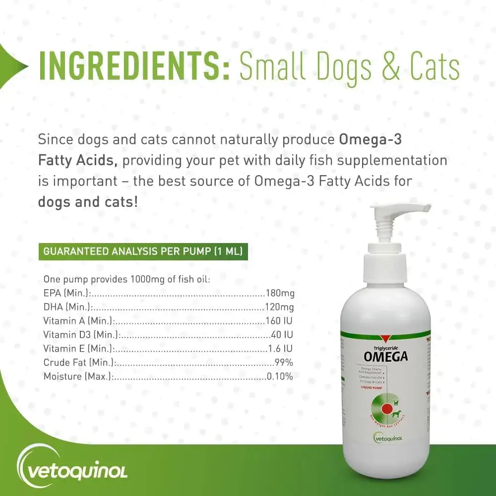 VETOQUINOL - Vetoquinol Triglyceride Liquid Omega 3 for Dogs and Cats 8 Fl.Oz. - The Red Vitamin MX - Aceite De Pescado Para Perros - {{ shop.shopifyCountryName }}