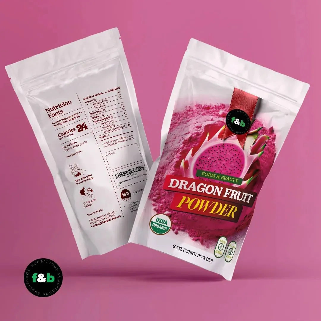 F&B SUPERFOODS - f&b superfoods Organic Pink Pitaya Powder Dragon Fruit 226Gr. - The Red Vitamin MX - Suplementos Alimenticios - {{ shop.shopifyCountryName }}