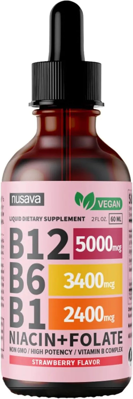 NUSAVA - NUSAVA Vitamin B12 and B6 Liquid Drops Strawberry 2 Fl.Oz. 2 Pack - The Red Vitamin MX - Suplementos Alimenticios - {{ shop.shopifyCountryName }}