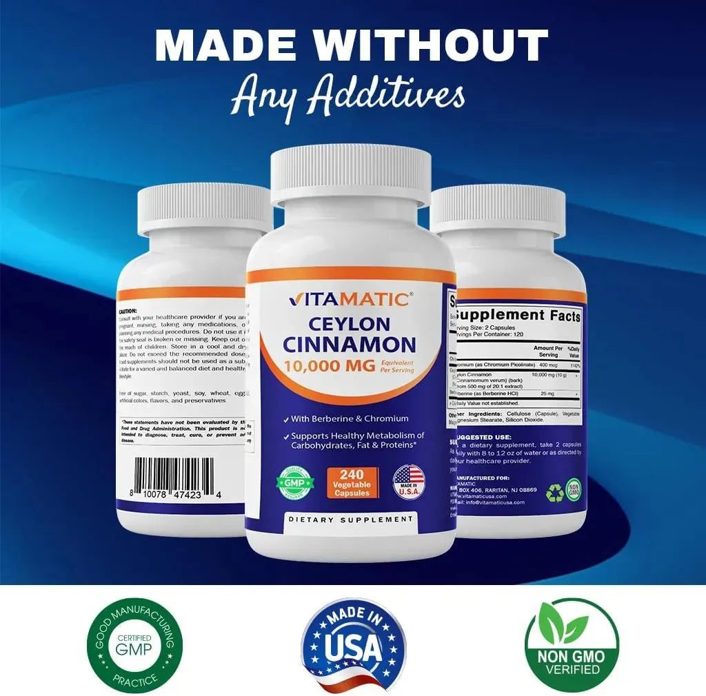 VITAMATIC - Vitamatic Ceylon Cinnamon 10,000Mg. 240 Capsulas - The Red Vitamin MX - Suplementos Alimenticios - {{ shop.shopifyCountryName }}