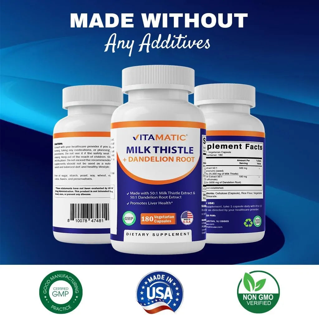 VITAMATIC - Vitamatic Milk Thistle 50:1 Extract 500Mg. 180 Capsulas - The Red Vitamin MX - Suplementos Alimenticios - {{ shop.shopifyCountryName }}