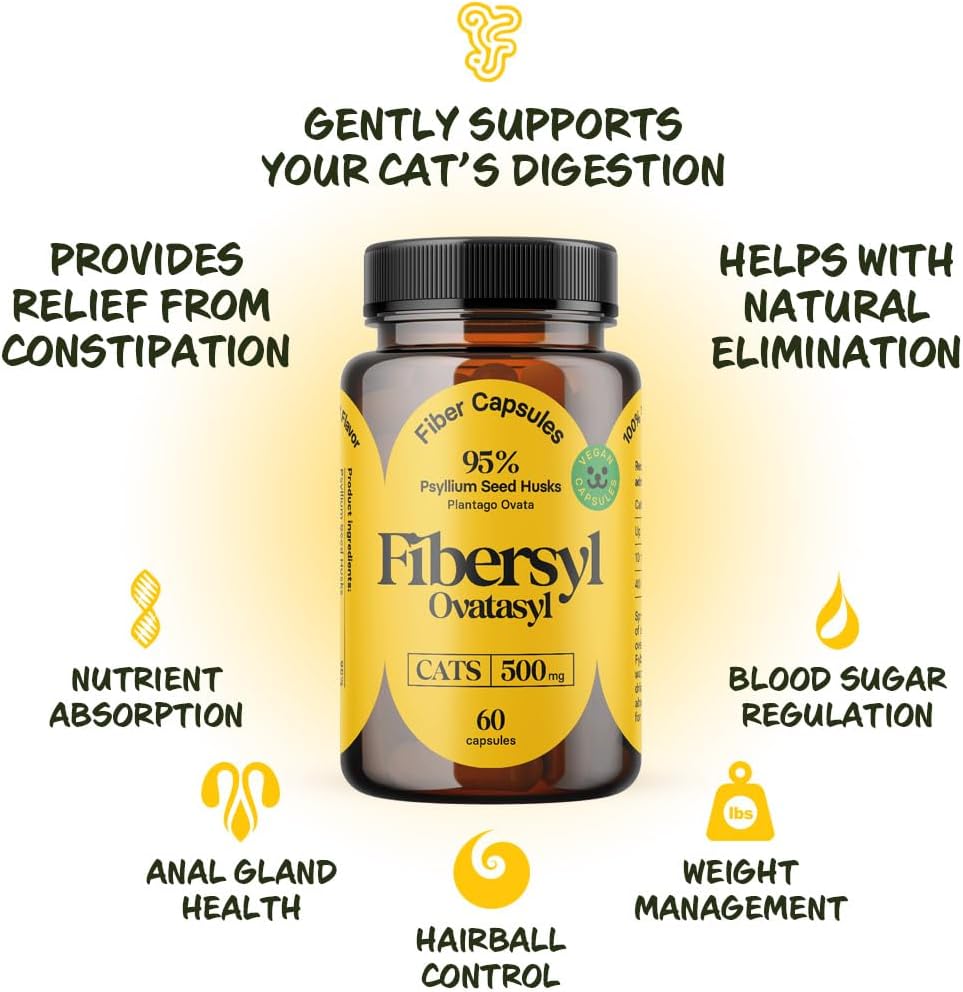 FiberSyl Ovatasyl Prebiotics for Cats Digestive Health 60 Capsulas