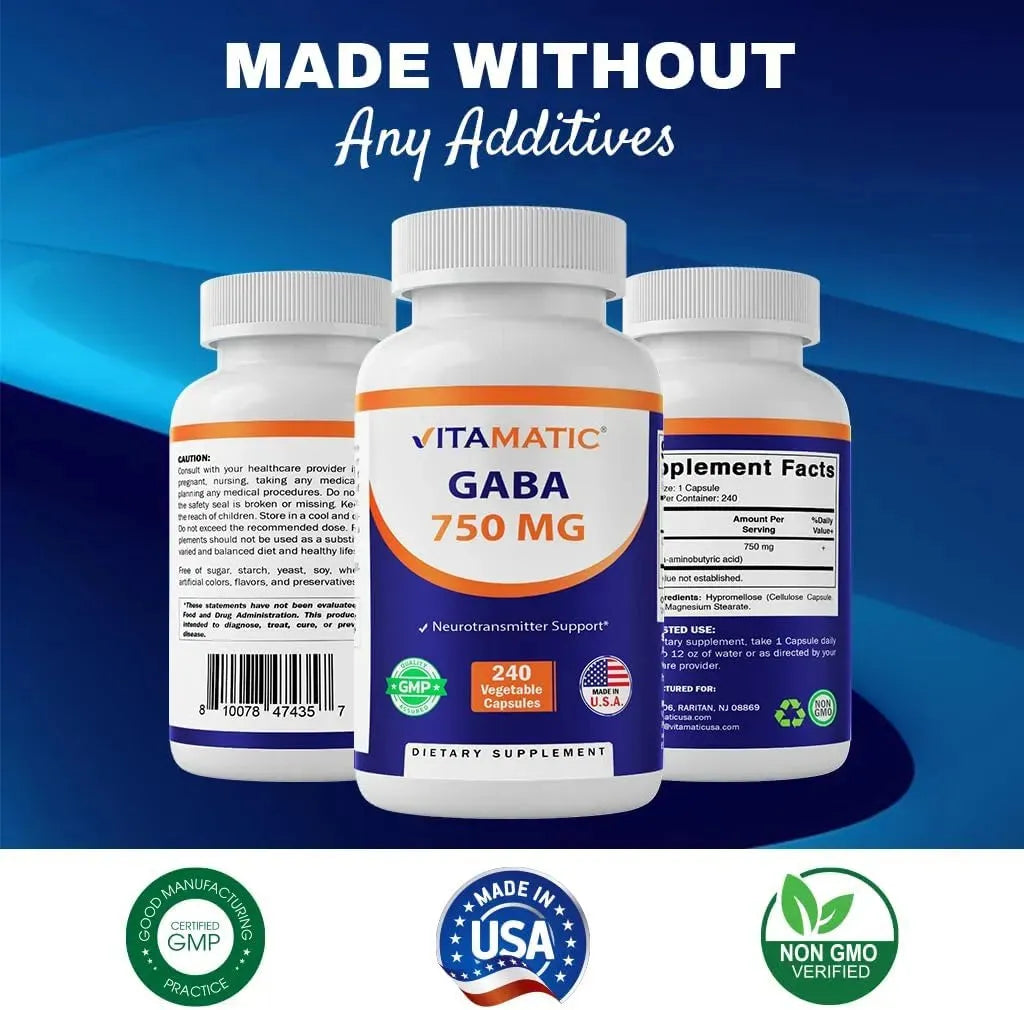 VITAMATIC - Vitamatic GABA 750Mg. 240 Capsulas - The Red Vitamin MX - Suplementos Alimenticios - {{ shop.shopifyCountryName }}